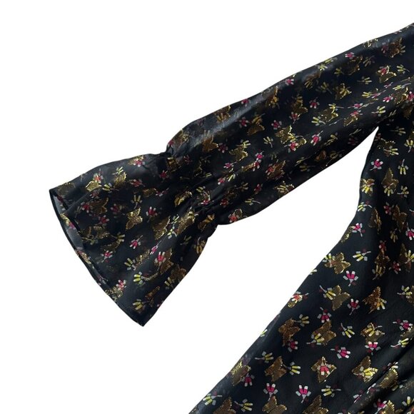 Diane Von Furstenburg DVF Kourtni Silk Blend Dress Metallic Button-Down Size 0 - Picture 4 of 15